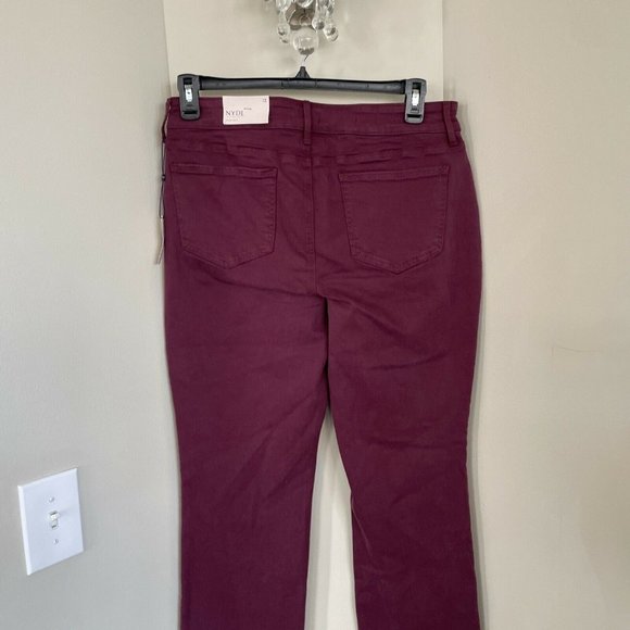 NYDJ Women's Size 12 Marilyn Straight Denim Jeans, Marron Burgundy Red, NWT - Picture 6 of 7